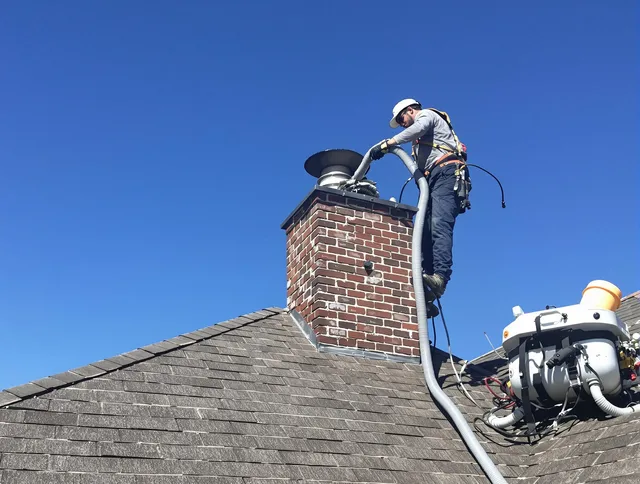 Dedicated Richmond Hill Chimney Sweep team member cleaning a chimney in Richmond Hill, GA