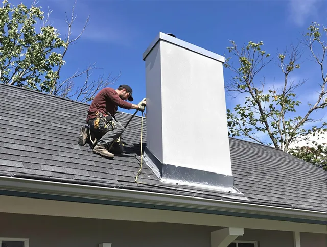 Richmond Hill Chimney Sweep team member finishing chimney construction in Richmond Hill, GA