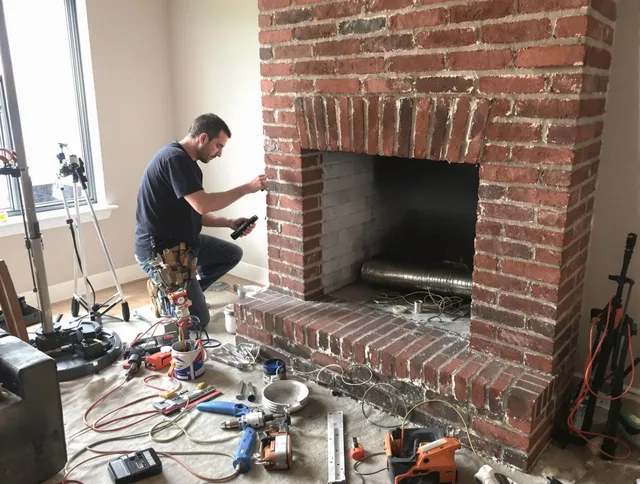 Richmond Hill Chimney Sweep specialist finalizing chimney liner service in Richmond Hill, GA