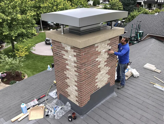 Richmond Hill Chimney Sweep team working on a custom chimney remodel in Richmond Hill, GA