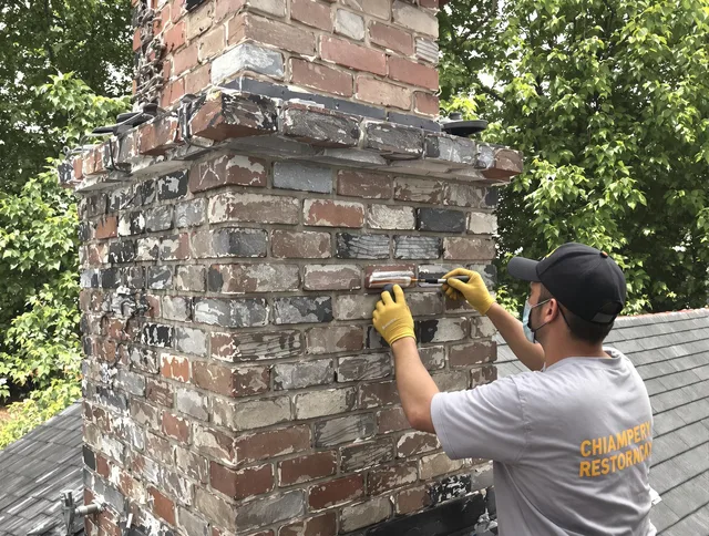 In-progress chimney restoration by Richmond Hill Chimney Sweep in Richmond Hill, GA