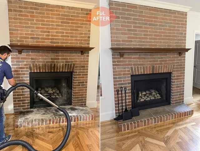 Richmond Hill Chimney Sweep carefully sanitizing a fireplace in Richmond Hill, GA