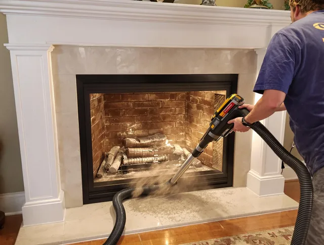 Fireplace cleaning performed by Richmond Hill Chimney Sweep in Richmond Hill, GA